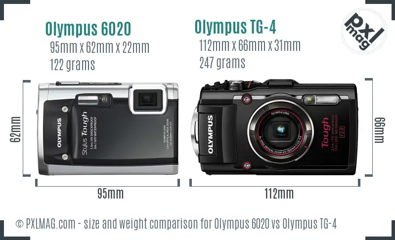 Olympus 6020 vs Olympus TG-4 size comparison