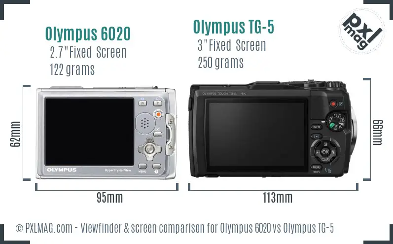 Olympus 6020 vs Olympus TG-5 Screen and Viewfinder comparison