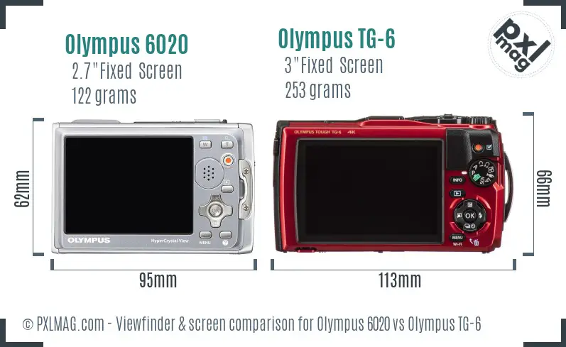 Olympus 6020 vs Olympus TG-6 Screen and Viewfinder comparison