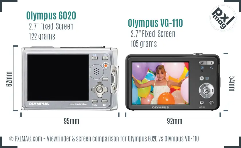 Olympus 6020 vs Olympus VG-110 Screen and Viewfinder comparison