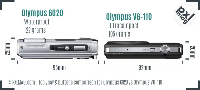 Olympus 6020 vs Olympus VG-110 top view buttons comparison