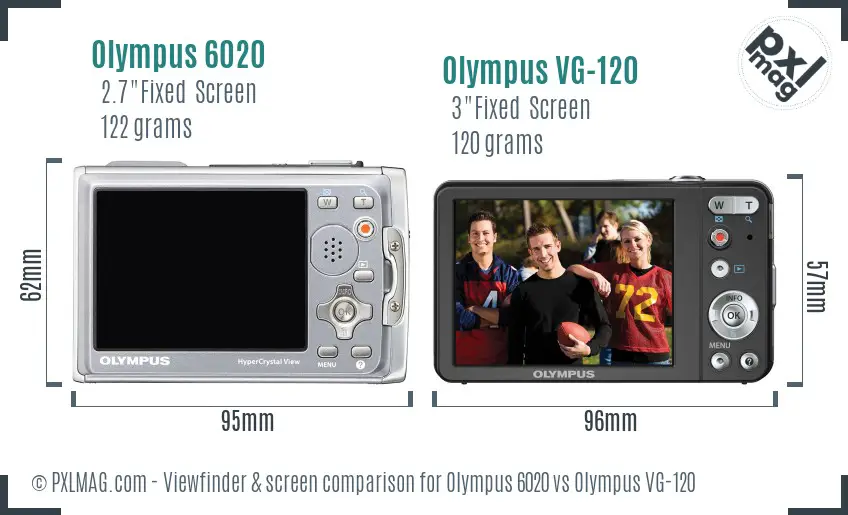 Olympus 6020 vs Olympus VG-120 Screen and Viewfinder comparison