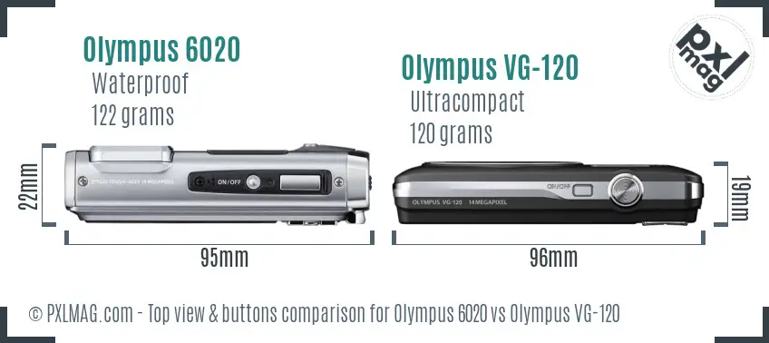 Olympus 6020 vs Olympus VG-120 top view buttons comparison