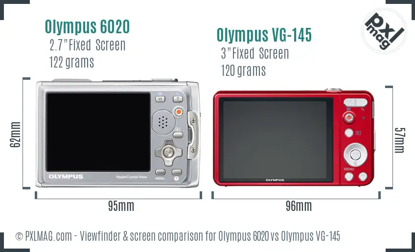 Olympus 6020 vs Olympus VG-145 Screen and Viewfinder comparison