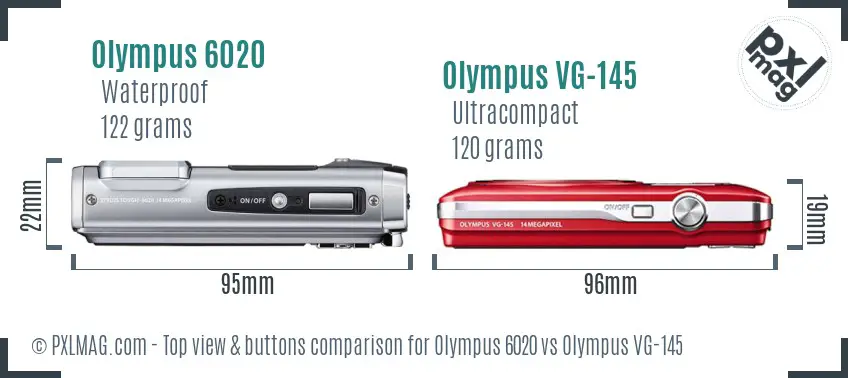 Olympus 6020 vs Olympus VG-145 top view buttons comparison