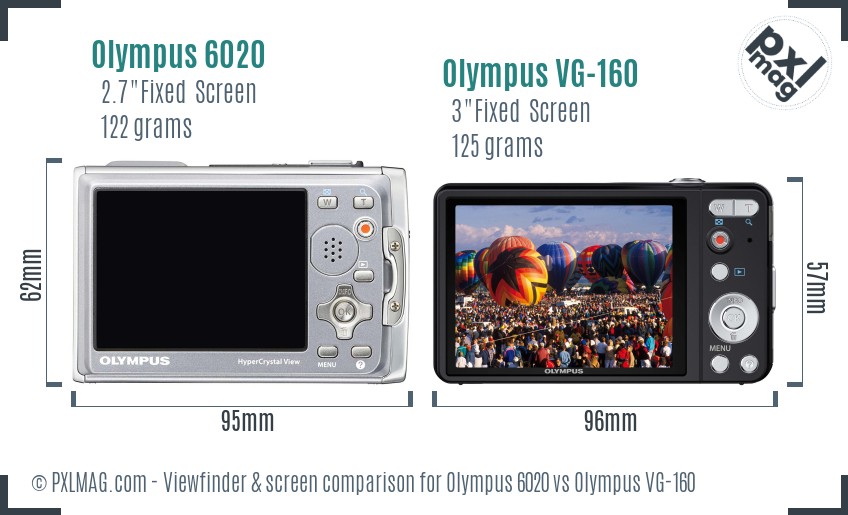 Olympus 6020 vs Olympus VG-160 Screen and Viewfinder comparison