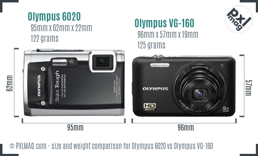 Olympus 6020 vs Olympus VG-160 size comparison