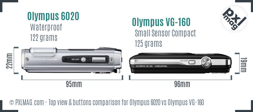 Olympus 6020 vs Olympus VG-160 top view buttons comparison