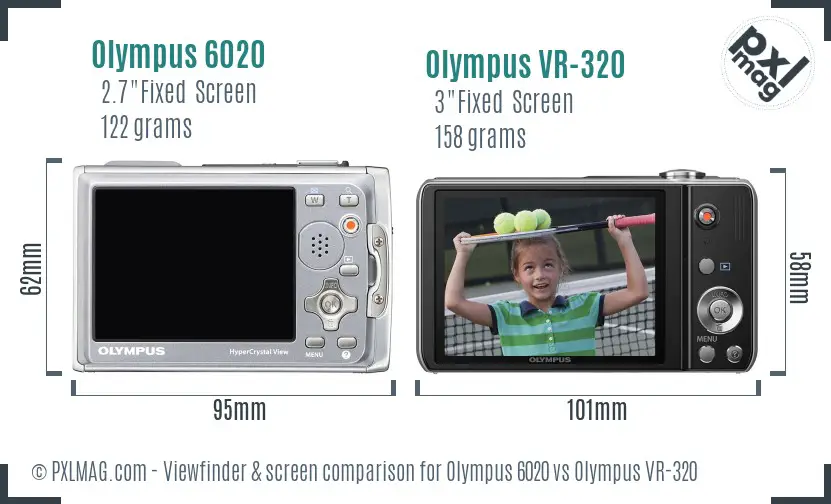 Olympus 6020 vs Olympus VR-320 Screen and Viewfinder comparison