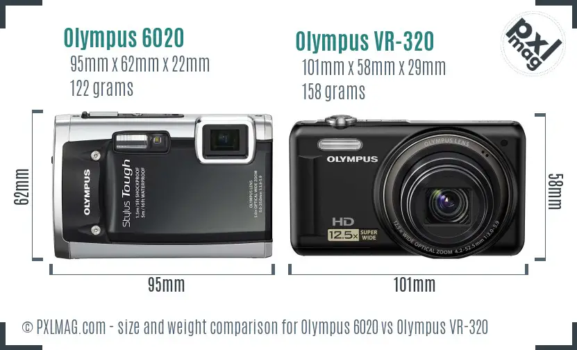 Olympus 6020 vs Olympus VR-320 size comparison