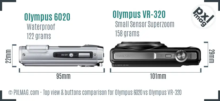 Olympus 6020 vs Olympus VR-320 top view buttons comparison