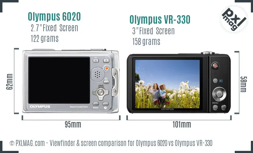 Olympus 6020 vs Olympus VR-330 Screen and Viewfinder comparison