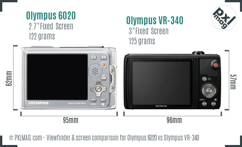 Olympus 6020 vs Olympus VR-340 Screen and Viewfinder comparison