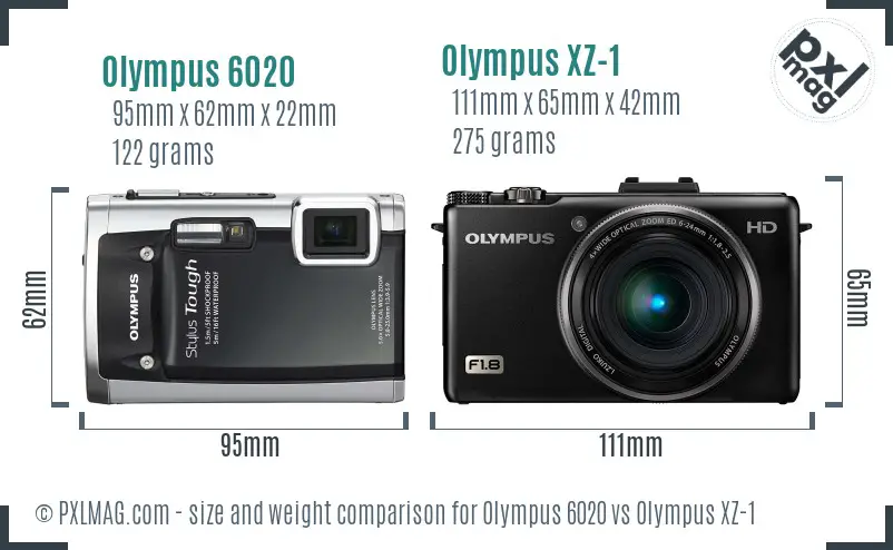 Olympus 6020 vs Olympus XZ-1 size comparison