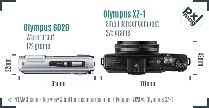 Olympus 6020 vs Olympus XZ-1 top view buttons comparison
