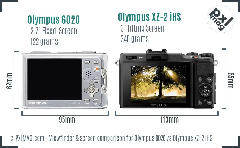Olympus 6020 vs Olympus XZ-2 iHS Screen and Viewfinder comparison