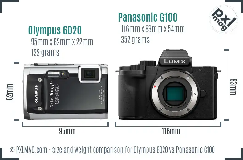 Olympus 6020 vs Panasonic G100 size comparison