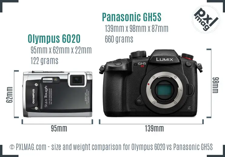Olympus 6020 vs Panasonic GH5S size comparison