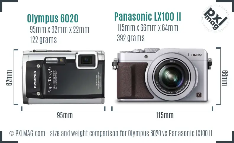 Olympus 6020 vs Panasonic LX100 II size comparison