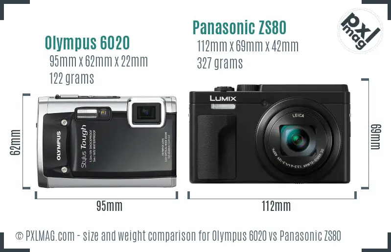 Olympus 6020 vs Panasonic ZS80 size comparison