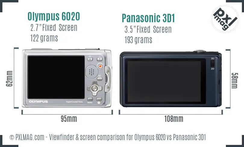 Olympus 6020 vs Panasonic 3D1 Screen and Viewfinder comparison