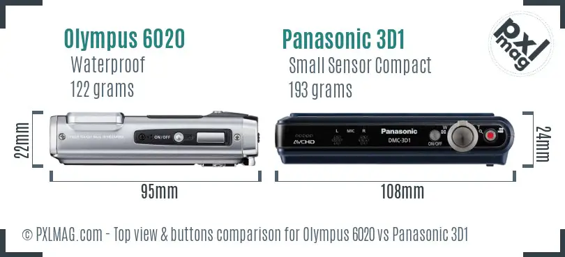 Olympus 6020 vs Panasonic 3D1 top view buttons comparison