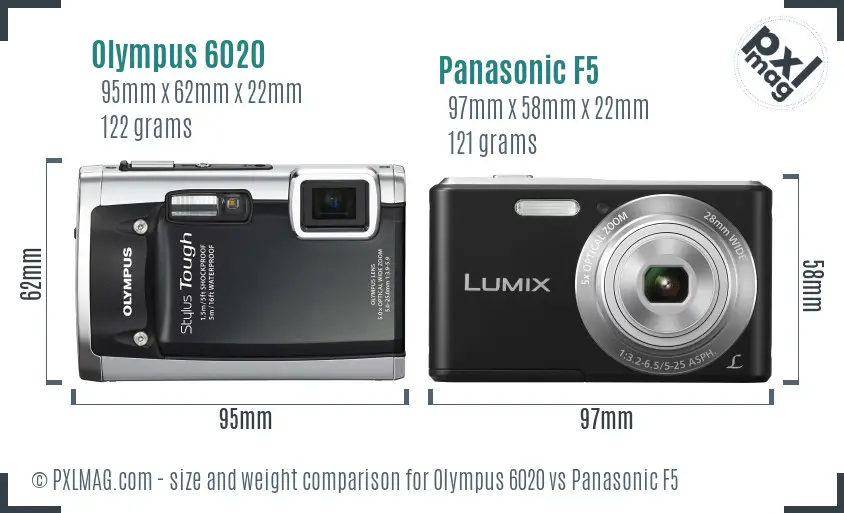 Olympus 6020 vs Panasonic F5 size comparison