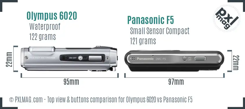 Olympus 6020 vs Panasonic F5 top view buttons comparison