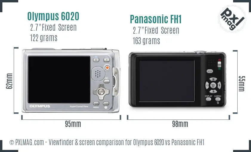 Olympus 6020 vs Panasonic FH1 Screen and Viewfinder comparison