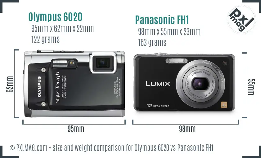 Olympus 6020 vs Panasonic FH1 size comparison