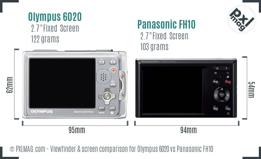 Olympus 6020 vs Panasonic FH10 Screen and Viewfinder comparison