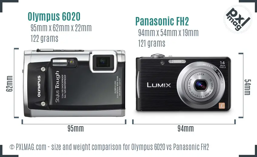 Olympus 6020 vs Panasonic FH2 size comparison