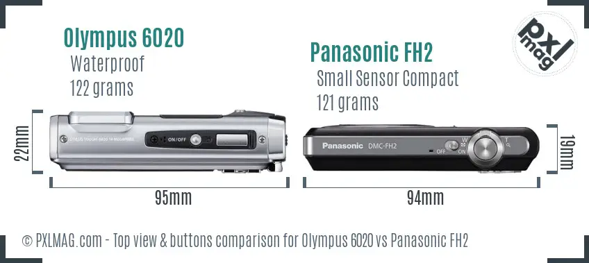 Olympus 6020 vs Panasonic FH2 top view buttons comparison