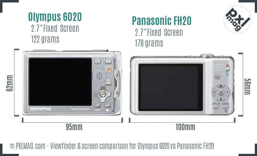 Olympus 6020 vs Panasonic FH20 Screen and Viewfinder comparison