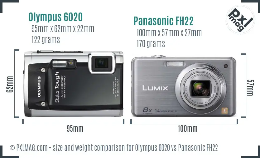 Olympus 6020 vs Panasonic FH22 size comparison