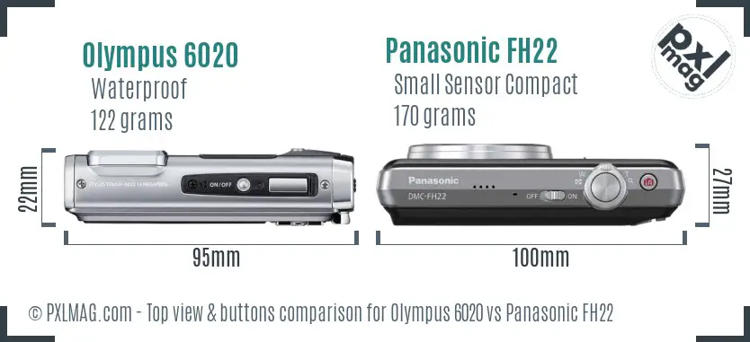 Olympus 6020 vs Panasonic FH22 top view buttons comparison