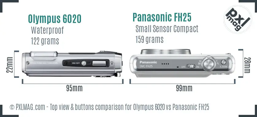 Olympus 6020 vs Panasonic FH25 top view buttons comparison