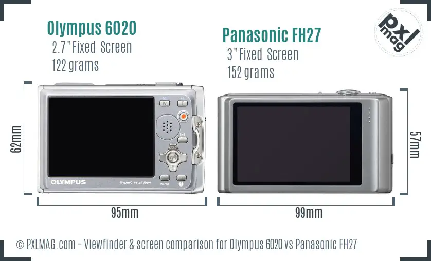 Olympus 6020 vs Panasonic FH27 Screen and Viewfinder comparison