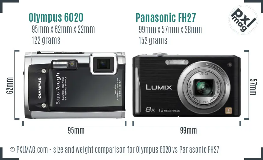 Olympus 6020 vs Panasonic FH27 size comparison