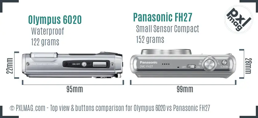 Olympus 6020 vs Panasonic FH27 top view buttons comparison