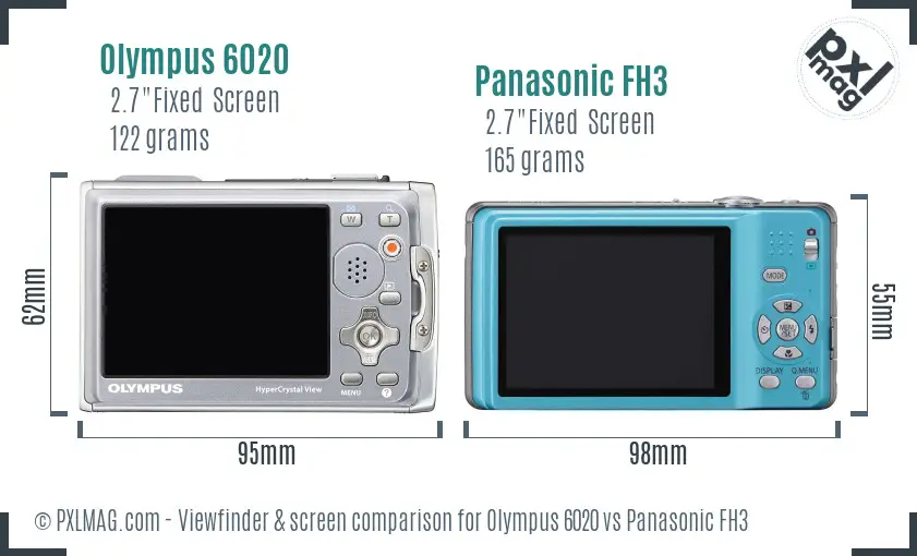 Olympus 6020 vs Panasonic FH3 Screen and Viewfinder comparison