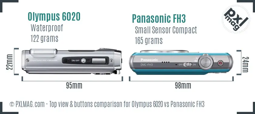 Olympus 6020 vs Panasonic FH3 top view buttons comparison