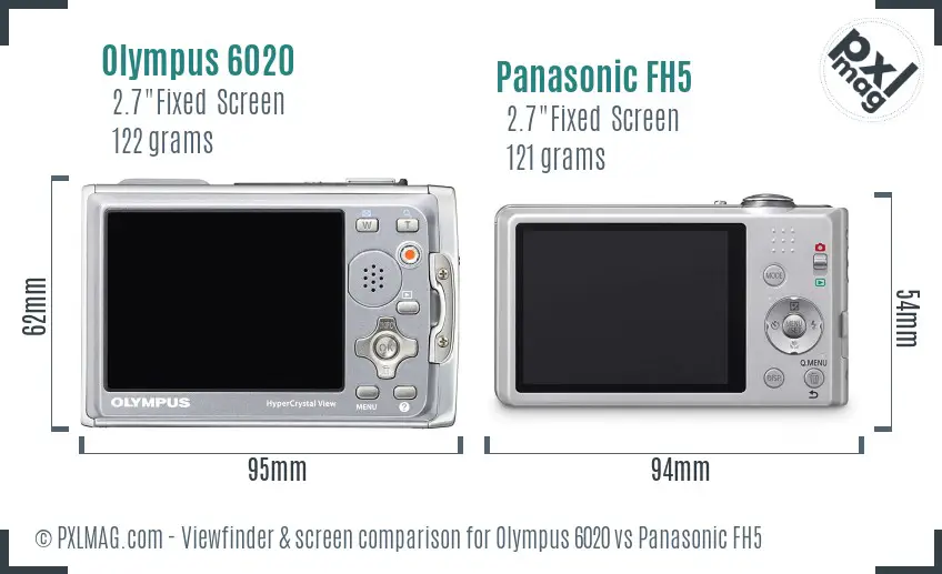 Olympus 6020 vs Panasonic FH5 Screen and Viewfinder comparison