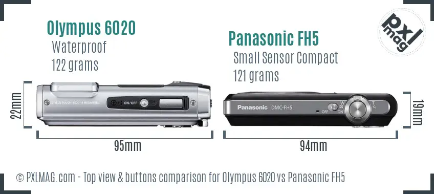 Olympus 6020 vs Panasonic FH5 top view buttons comparison