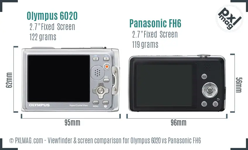 Olympus 6020 vs Panasonic FH6 Screen and Viewfinder comparison