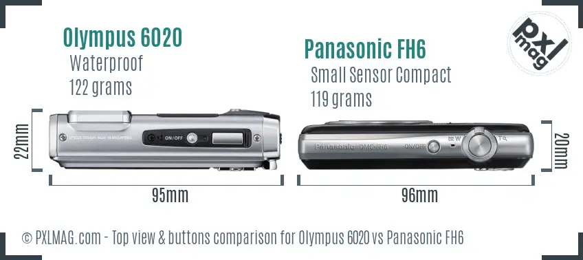 Olympus 6020 vs Panasonic FH6 top view buttons comparison