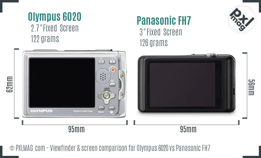 Olympus 6020 vs Panasonic FH7 Screen and Viewfinder comparison