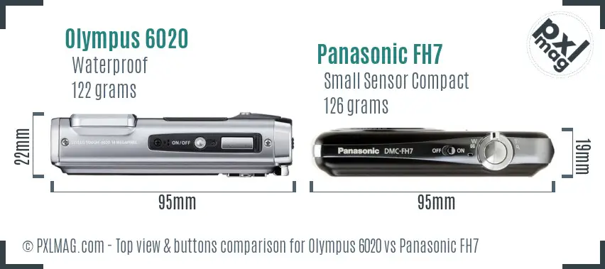Olympus 6020 vs Panasonic FH7 top view buttons comparison