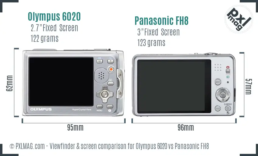 Olympus 6020 vs Panasonic FH8 Screen and Viewfinder comparison
