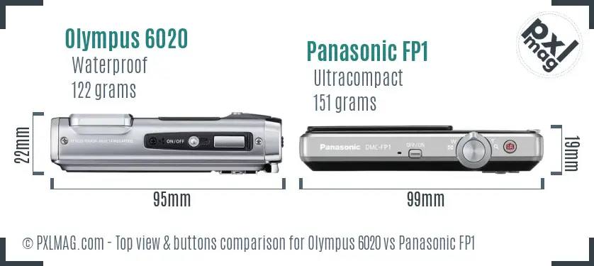 Olympus 6020 vs Panasonic FP1 top view buttons comparison